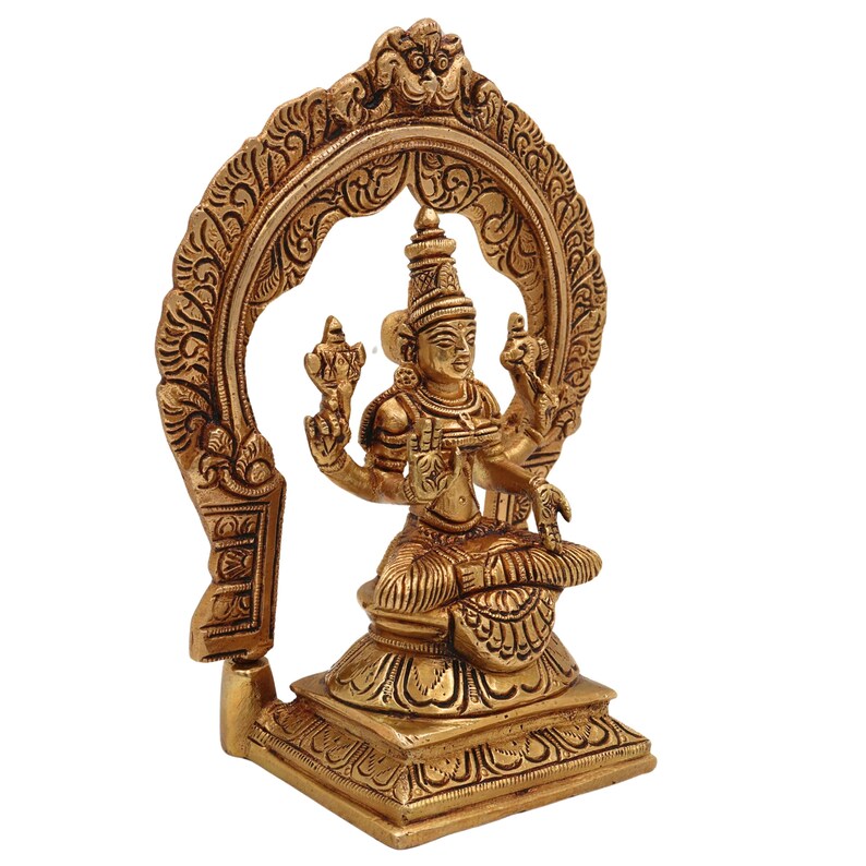 Brass Mookambika Devi Idol: Adi Shakti / Parvati Murti para Pooja y Gifting. imagen 4