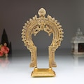 Handcrafted Brass Prabhavali with Stand: 8-Inch Deity Singhasan Chowki