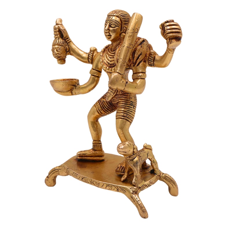 13 cm Messing Batuk Bhairav Idol - Handgefertigte Kalabhairava Murti für Home Puja Bild 3