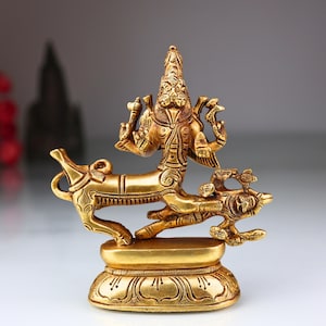 Brass Sharabha Avatar Idol: Handcrafted Sharabhesvara Murti (5.5 Inch)