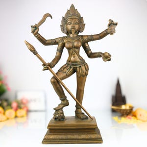 Bronze Goddess Kali Idol: Handmade Durga Murti, 19 Inch