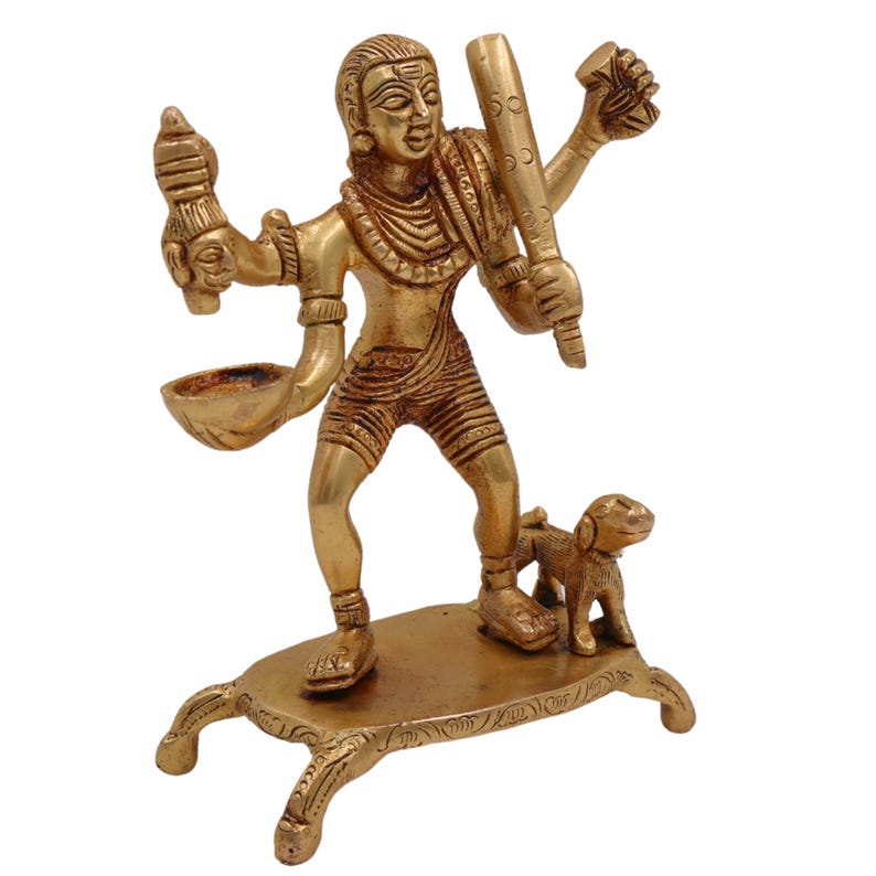 13 cm Messing Batuk Bhairav Idol - Handgefertigte Kalabhairava Murti für Home Puja Bild 4