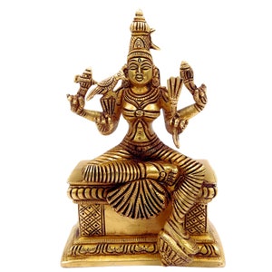Brass Goddess Rajarajeshwari Idol: Tripura Sundari Lalita Devi Sculpture