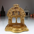 Brass Pooja Chowki with Prabhavali: Handcrafted Temple Singhasan