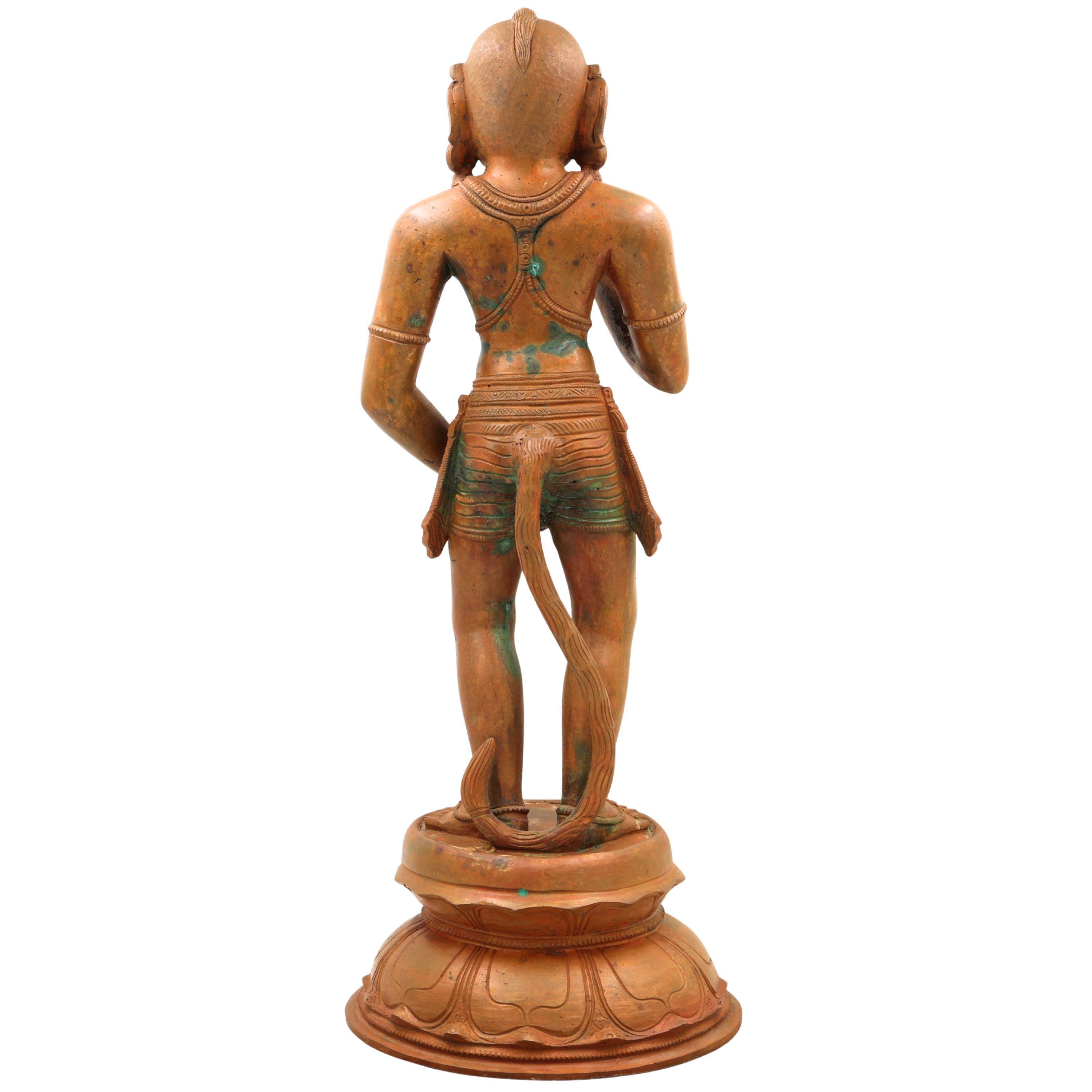 Handmade Panchaloha Hanuman Statue: South Indian Pandya Style