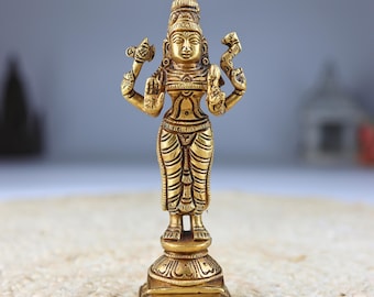 Brass Parvati Mata Murti | 6 Inch Parvati Devi Statue | Adi Parashakti Brass Idol | Gold Finish