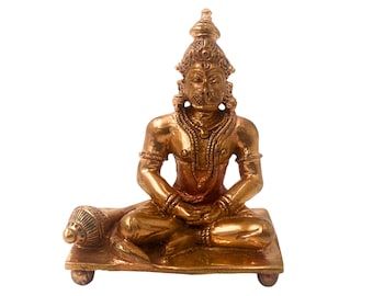 Bhunes Bronze Hanuman Idols, Mahaveer Anjaneya Swamy Vigaraha, Bhajrangbali Murti, Home Décor Statue, Gold, 3.5 Inch, 1 Piece