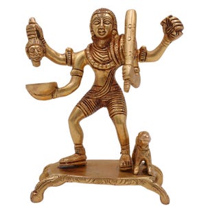 13 cm Messing Batuk Bhairav Idol - Handgefertigte Kalabhairava Murti für Home Puja Bild 2