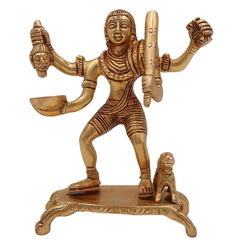 13 cm Messing Batuk Bhairav Idol - Handgefertigte Kalabhairava Murti für Home Puja Bild 2