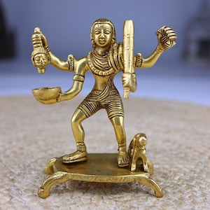 Brass Batuka Bhairav Idol | Handcrafted Batuk Bhairava Murti for Pooja | Kalabhairava | 5 Inches