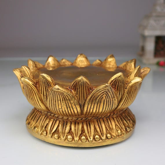 Brass Lotus Pooja Chowki: Handmade Temple Stand for Idols - Etsy
