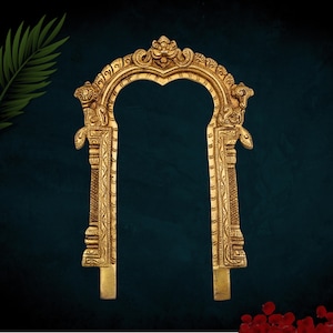 Brass Balaji Prabhavali Frame: Temple Decor Arch with Sheshnag