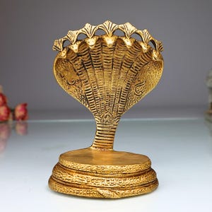 Handmade Brass Sheshnag Singhasan: Seven Head Snake Puja Chowki