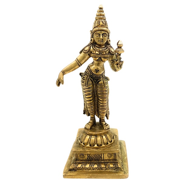 Idole Maha Laxmi de la déesse Bhunes en laiton, Lakshmi Murti pour la décoration intérieure, Temple Pooja, cadeau, Sridevi, Bhudevi Silai, or, 5 pouces