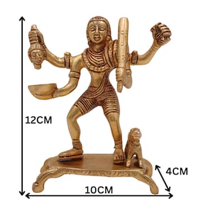 13 cm Messing Batuk Bhairav Idol - Handgefertigte Kalabhairava Murti für Home Puja Bild 6