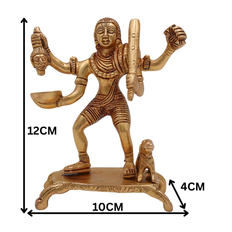 13 cm Messing Batuk Bhairav Idol - Handgefertigte Kalabhairava Murti für Home Puja Bild 6