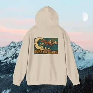 Vintage Snowboarding Hoodie: Surf the Earth Retro Mountain Pullover image 5