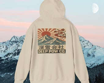 Japow Snowboarding Hoodie: Vintage Japan Ski Style Sweatshirt