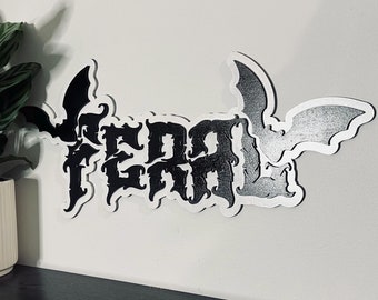 Feral Wooden Gothic Decor - Wooden Plaque Bats Home Decoration Halloween