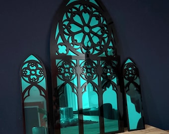 Conjunto de três arcos de vitrais de catedral - Espelhos de acrílico