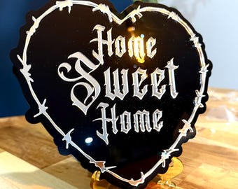 Corazón de alambre de púas "Hogar dulce hogar" - Placa acrílica