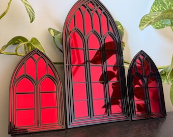 Gothic Mirror - Trio of Cathedral Window Arches - Acrylic Plaque