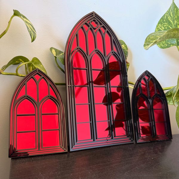 Gothic Mirror - Trio of Cathedral Window Arches - Acrylic Plaque