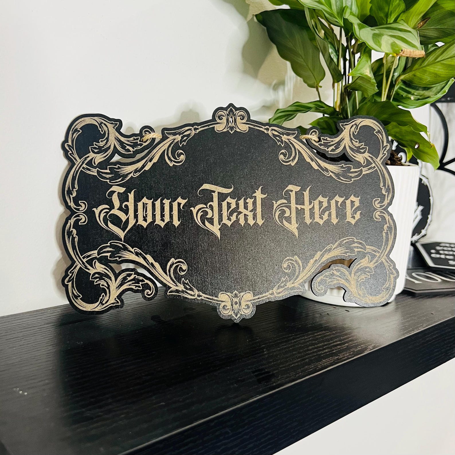 Example Signage Using Gothic Custom Text Wooden Gothic Sign - Engraved Wooden Plaque - Etsy