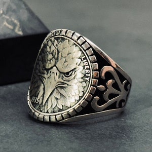Handmade Sterling Silver 925 Eagle Ring - Stylish Men&#39;s Ring