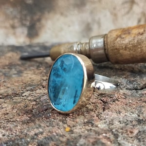Paraiba Tourmaline Ring: Handmade Sterling Silver Jewelry (Blue Stone)