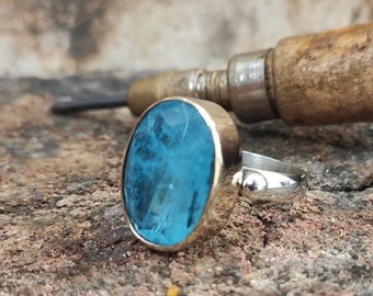 Paraiba Blue Tourmaline Ring,Women 925 Sterling Silver Paraiba Stone Ring,Best Gift For Her,Christmas Gift,Handmade Silver Jewelry For Women