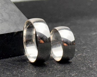 Set di anelli di coppia in argento sterling - Fedi nuziali personalizzate