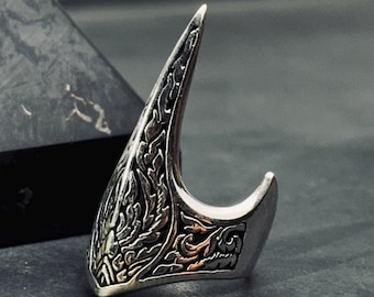 Solid 925 Sterling Silver Archer Thumb Ring - Ottoman Turkish Men's Ring, No Stone, Gift Box