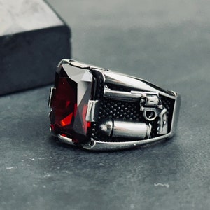 Handcrafted Bullet Ring in Sterling Silver - Bold Revolver Style - Edgy Accessory for Everyday Wear - Unisex Gift Idea