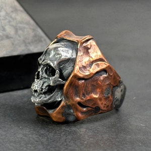 Skull Sterling Silver Ring,Handmade Medieval 925 Sterling Silver Ring,Engraved Skull Men Ring,Oxidized Ring