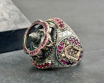 Al Aqsa Sterling Silver Ring: Oversized Arabic Masjid Design