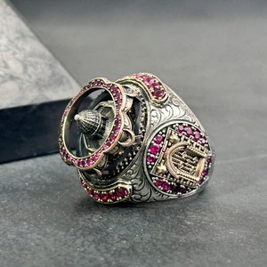 Islamic Sterling Silver Ring, Al Aqsa Masjid Oversized (Handmade)