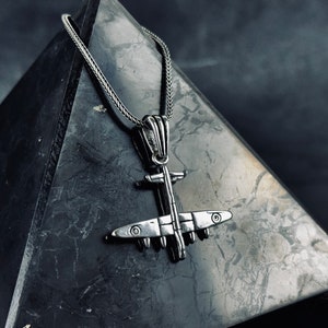 Silver Warplane Necklace: Military History Gift