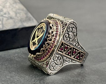 Zulfiqar Sword Ring: Handmade 925 Sterling Silver Hazrat Ali Sign - Main Image