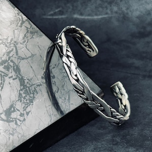 Knitted Silver Bracelet By Craftsmen,Silver Bracelet For Men,Handmade Silver Bracelet Cuff,925k Sterling Silver Knit Bracelet