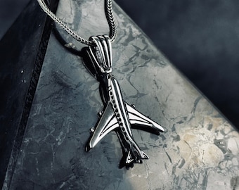 Airplane Silver Necklace, Handcrafted Jewelry for Aviators, Ideal for Everyday Wear, Thoughtful Gift for Pilots or Flight Attendants