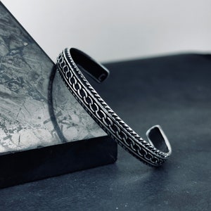 Premium Sterling Silver Greek Bracelet - Sleek Men's Handmade Cuff, Design, Unique Gift Idea,Handmade Sterling Silver Bracelet Cuff