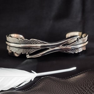 Bracciale con piuma in argento, polsino a forma di piuma in argento sterling 925, bracciale in argento fatto a mano, regalo ideale per uomo, nuovo arrivo, regalo di Natale, polsino