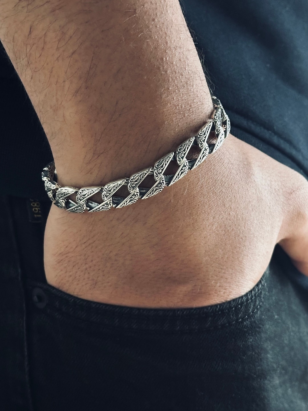Handmade Sterling Silver Chain Bracelet: Removable Design, Fashion
