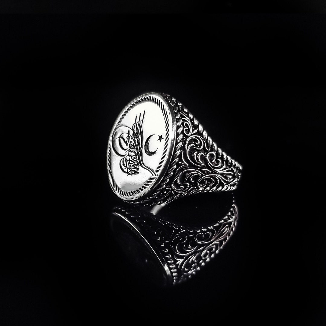 Embriodered Ottoman Sign Silver Ring 925 Sterling Handmade Etsy