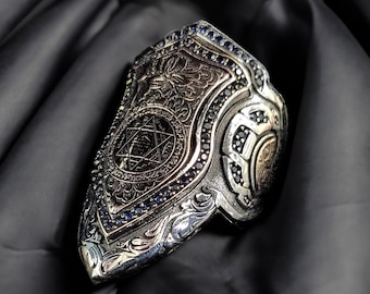 Seal Of Solomon Silver Zihgir,Archer Ring With Seal Of Solomon,925 Sterling Silver Christmas Gift,Christmas New Arrival,Best Gift For Men