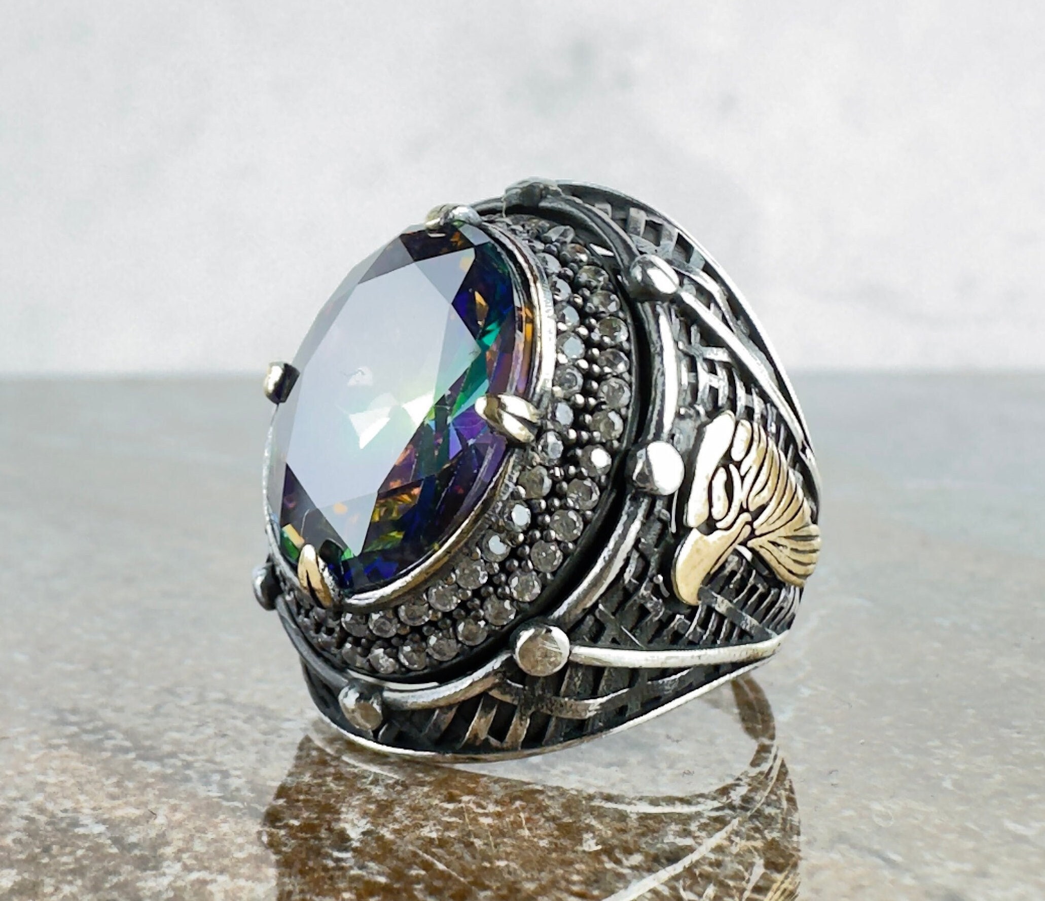 Mens mystic topaz ring deals