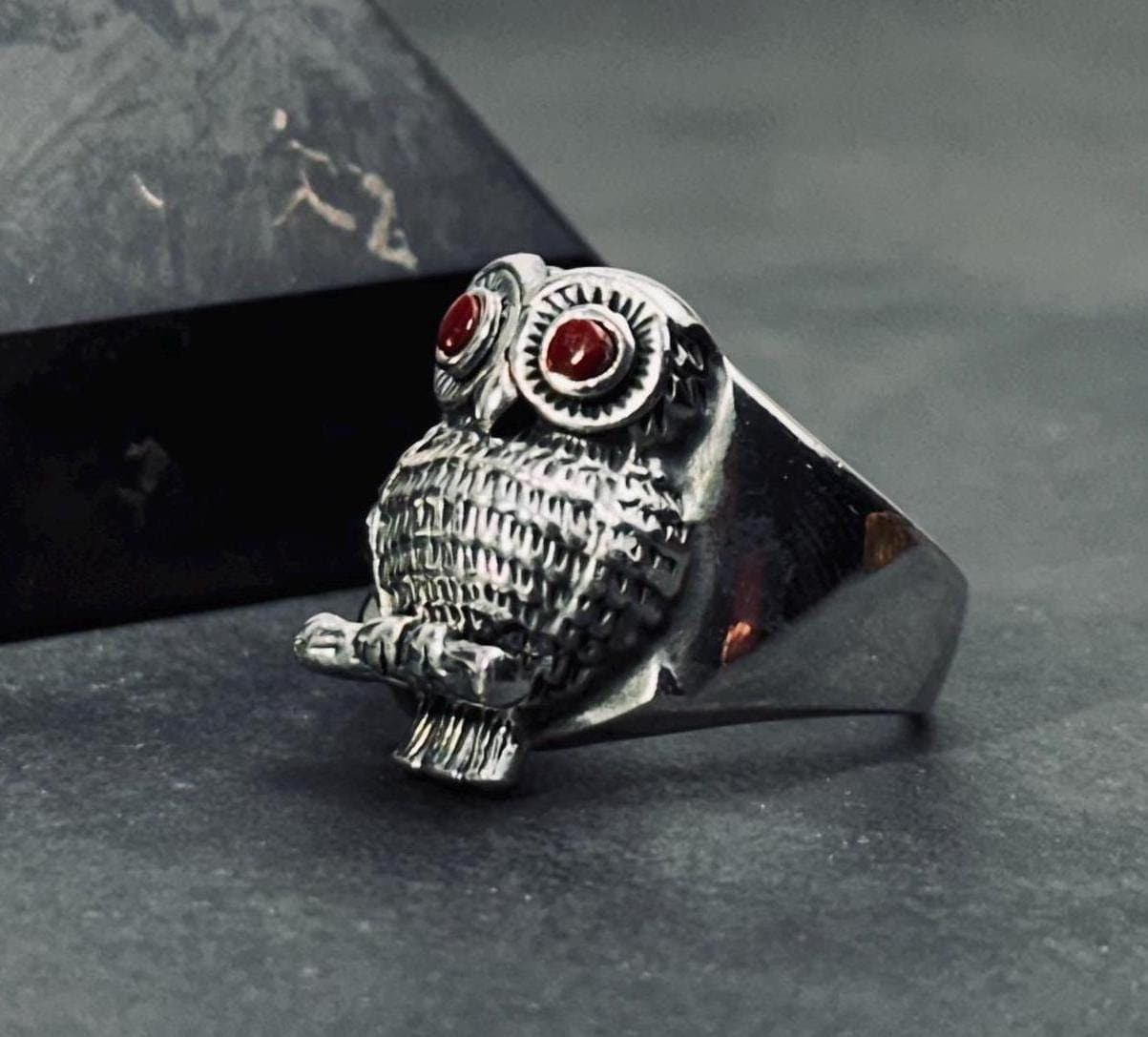 Cute Owl Ring,925k Sterling Silver Personalized Ring,Sterling Silver Handmade Ring
