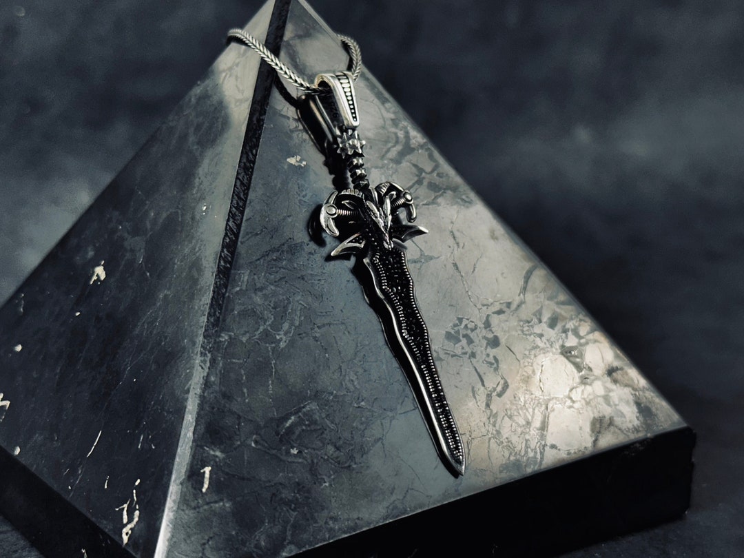 Lucifer Rava Chain Lucifer-inspired Sword Necklace - Silver Pendant With Chain - Etsy