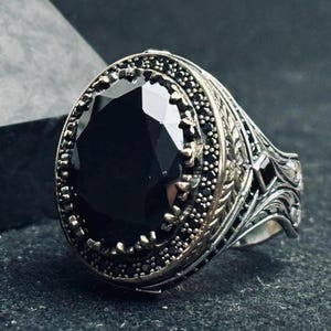 Zircon Sterling Silver Men&#39;s Ring, Zircon Men Jewelry, Gemstone Man Ring, 925 Silver Handmade Ring For Man, Oxidized Jewelry
